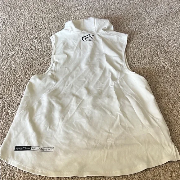 White Sleeveless Hoodie with Black Accents - Picture 7 of 8